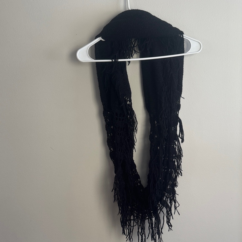Elegant Black Fringe Scarf